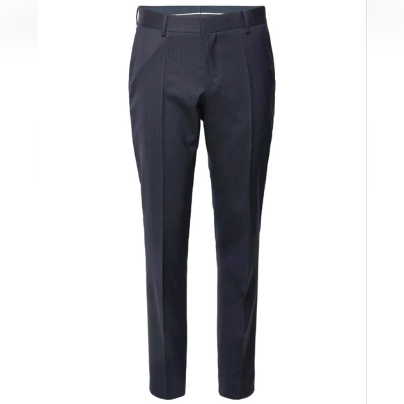 Hugo Boss Mens Pants Size 40 Short Blue Virgin Wool Unhemmed Trousers New